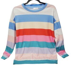 Womens Rainbow Long Sleeve Top Blouse Sz S